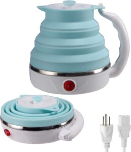 2-Cup Foldable Electric Kettle Collapsible Travel Kettle with Separable  Power Cord, Blue